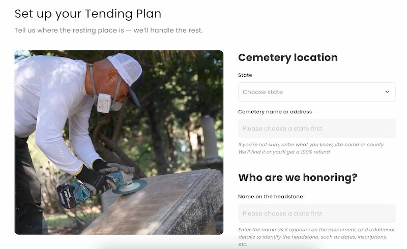 App Screen: Set up your Tending plan