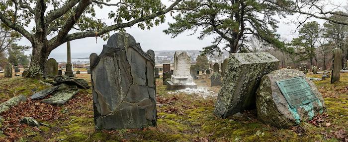 Professional headstone cleaning service in Massachusetts cemetery