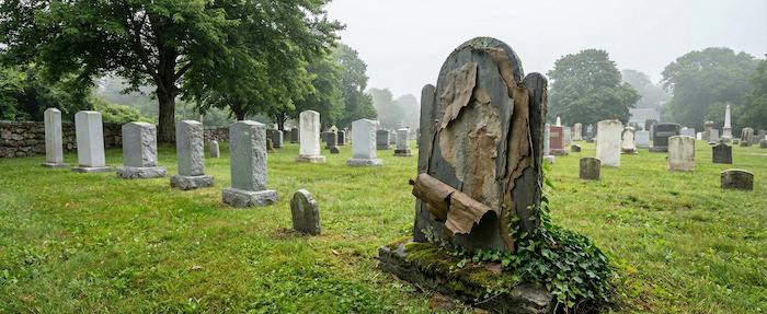 Professional headstone cleaning service in Rhode Island cemetery