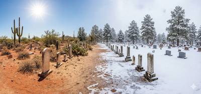 Professional headstone cleaning service at a cemetery in Arizona