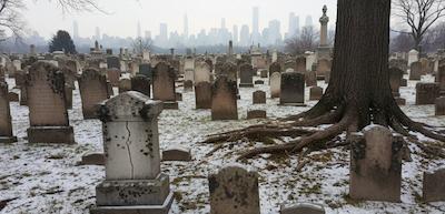 Professional headstone cleaning service at a cemetery in New York