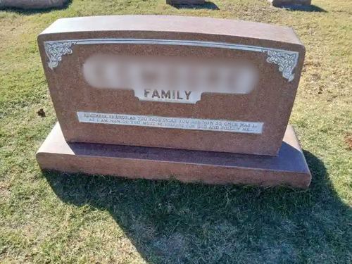 Upright granite headstone after Tending's professional cleaning and restoration