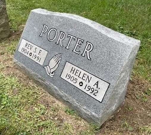 Restored granite grave marker in Ohio after out-of-state grave care service