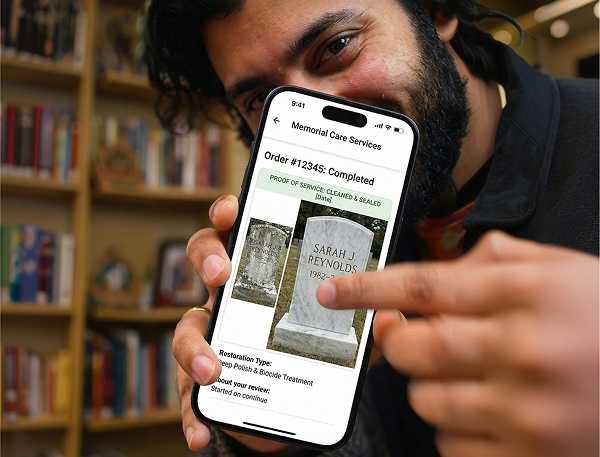 Demonstrating the Tending app for remote headstone restoration and cemetery maintenance