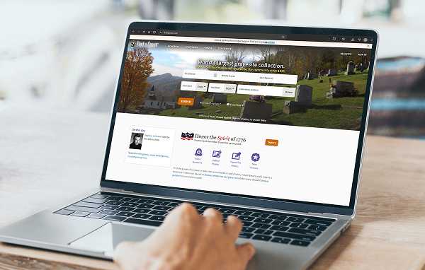 Cemetery website open on a laptop while checking the rules for grave care