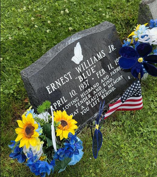 Restoration work for two upright tombstones in Pennsylvania / After