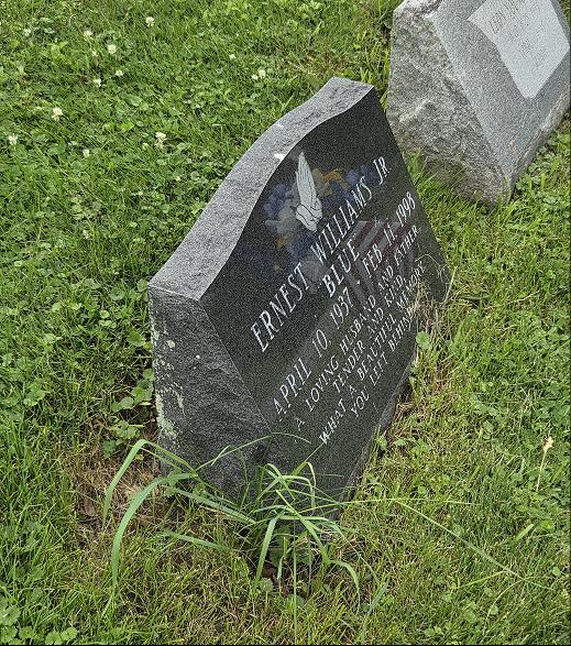 Restoration work for two upright tombstones in Pennsylvania / Before