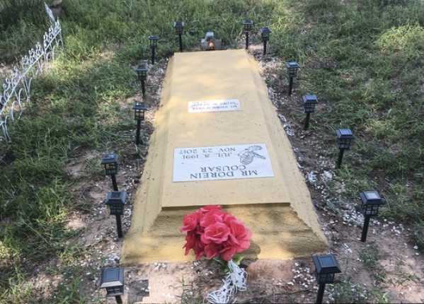Cleaned, repainted letters, and added photo plaque for a flat granite veteran headstone in North Carolina | After