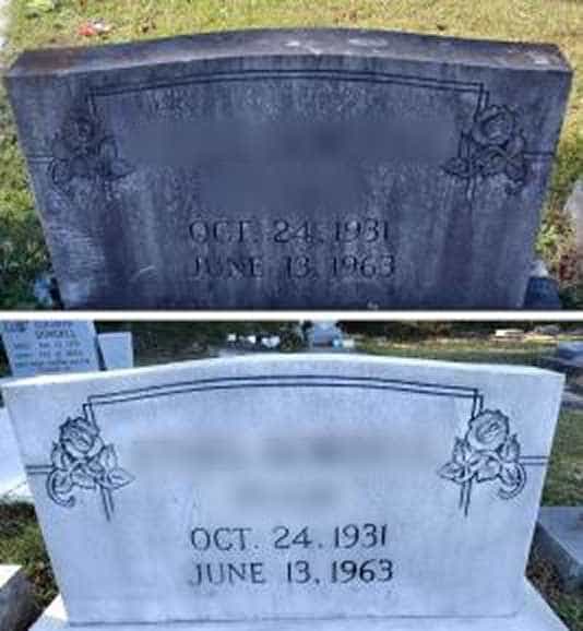 Complete grave care and restoration package applied to a weathered ledger marker