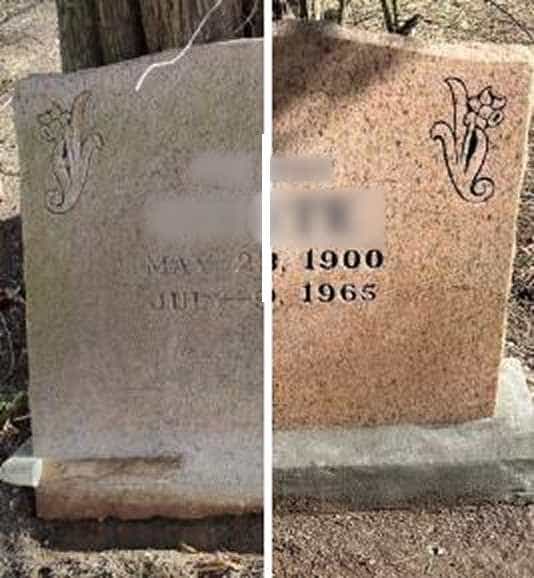 Professionally restored ledger memorial marker after gentle headstone cleaning