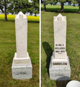 Restoration of slant monument, California, fall, 2025 / Before and after