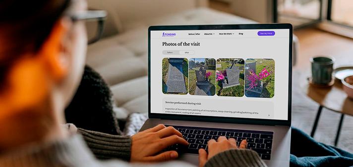 Ordering professional grave care and headstone cleaning is simple and transparent through the Tending website or mobile app